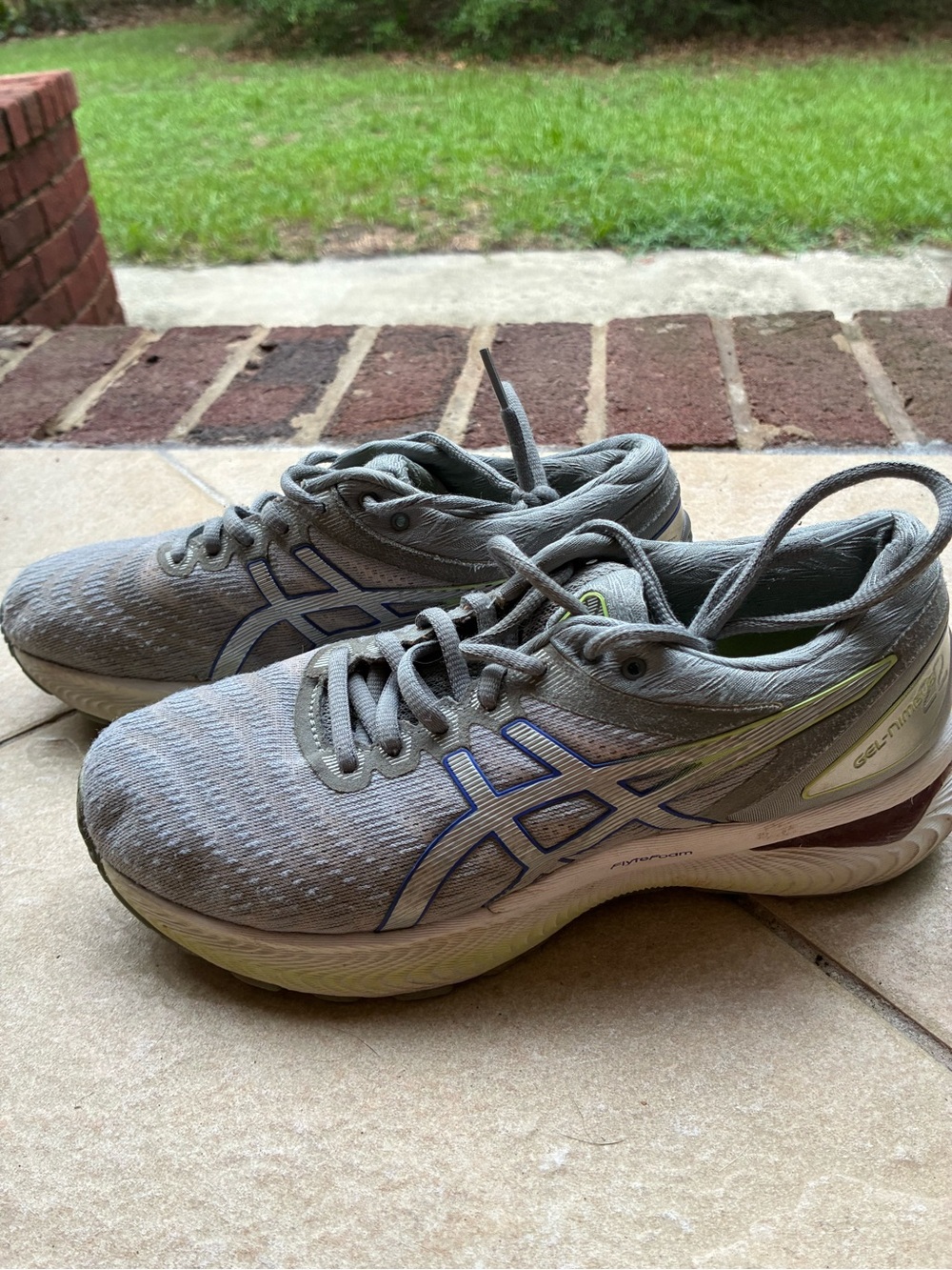 Asics Gray and Blue Women's Running Shoes